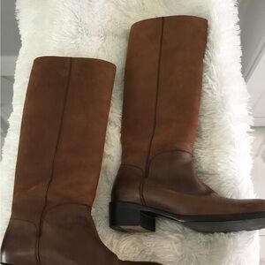 Salvatore Ferragamo Dark Brown Leather Riding Boots